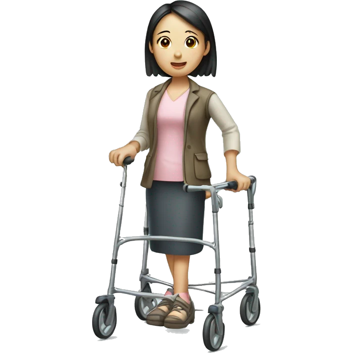 chinese girl with a zimmer frame emoji