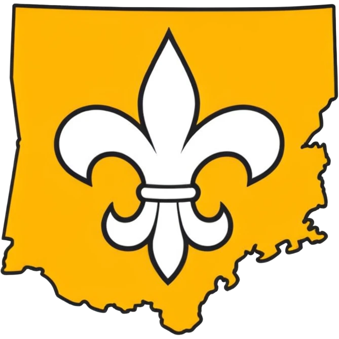 Louisiana state outline with saints emblem in it emoji