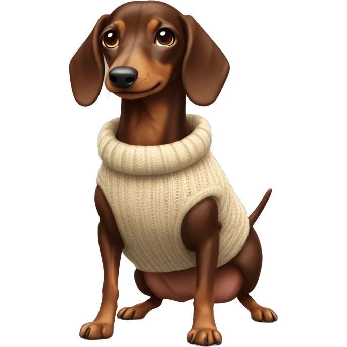 Chocolate and cream Sausage dog with jumper  emoji