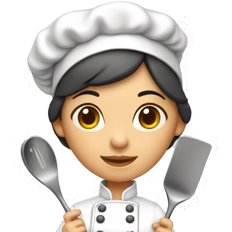 female chef with cooking utensils emoji