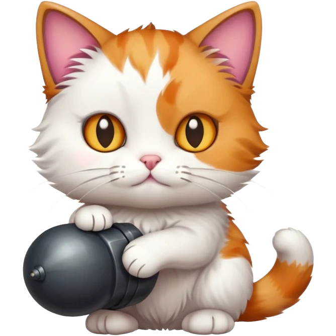Cat that is holding a small bomb emoji
