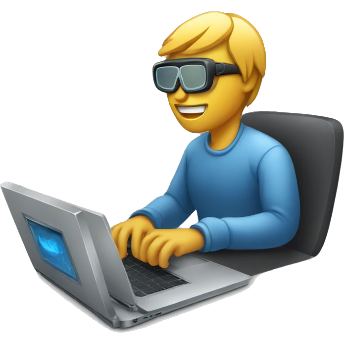person coding a cool app on a mac book large emoji