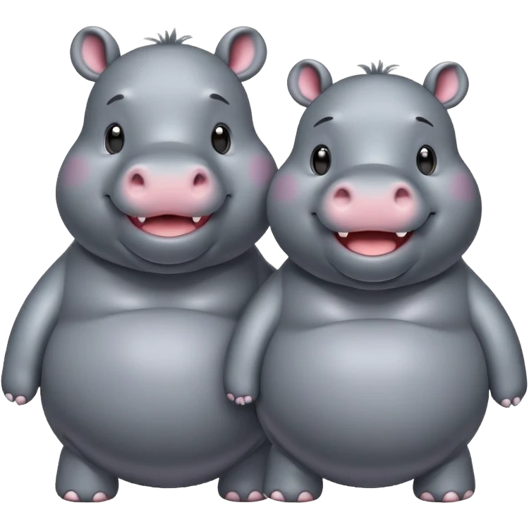 Fat cute hippopotamuses emoji