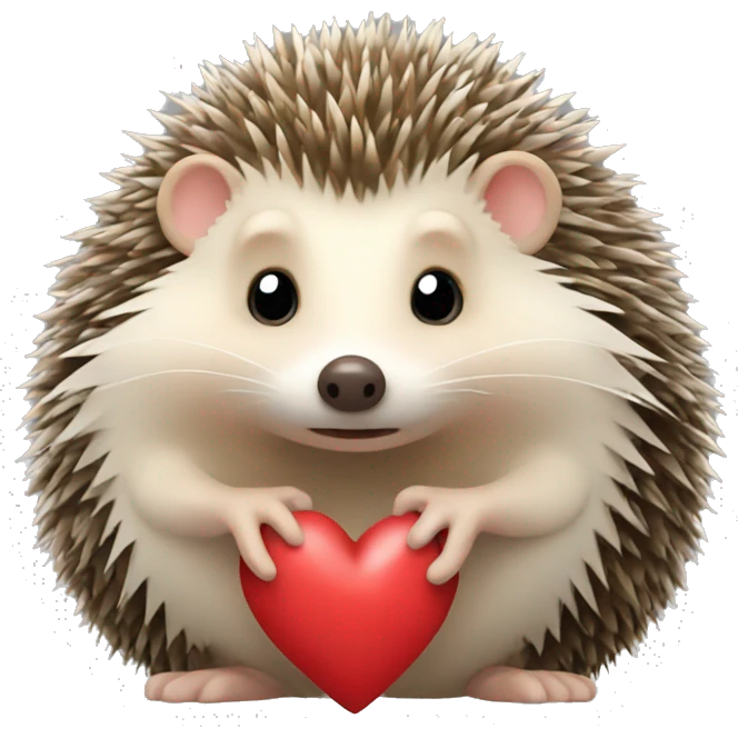 Hedgehog with hearts emoji