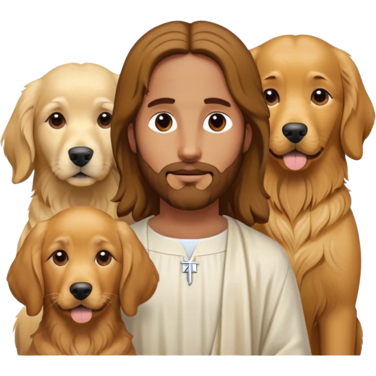  Jesus with 2 golden retrievers. One a brown and the other an all white golden retriever? emoji