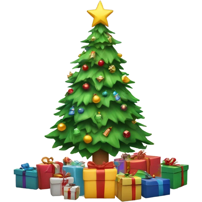 Christmas tree with Christmas presents around the base emoji
