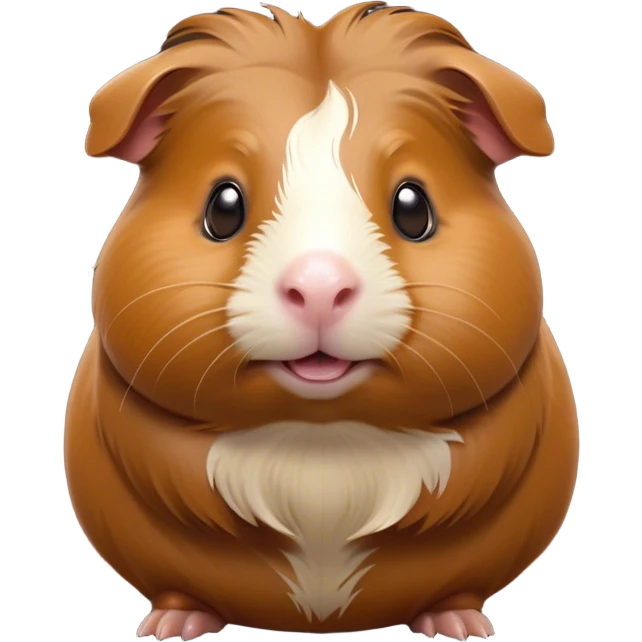 Cinematic Comical Brown Guinea Pig Portrait Emoji, Head tilted dramatically with an exaggeratedly amused expression, featuring a sleek brown coat with a naturally scrunched little face, wide, expressive dark eyes filled with playful disbelief, Simplified yet hilariously expressive features, highly detailed, glowing with a slightly sassy glow, high shine, dramatic yet playful, stylized with an air of cheeky mischief, bright and endearing, soft glowing outline, capturing the essence of a spirited and over-the-top guinea pig, so meme-worthy it feels like it could side-eye its way into internet fame instantly! emoji