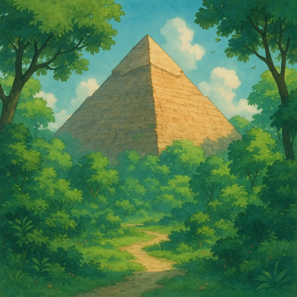 Egyptian pyramid, detailed, beautiful, ghibli style illustration emoji