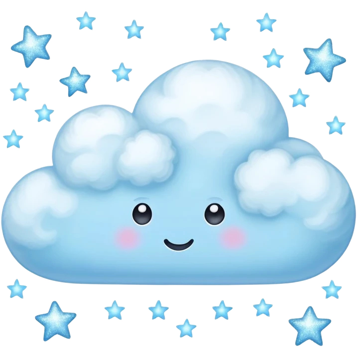 pastel blue cloud with sparkling stars emoji