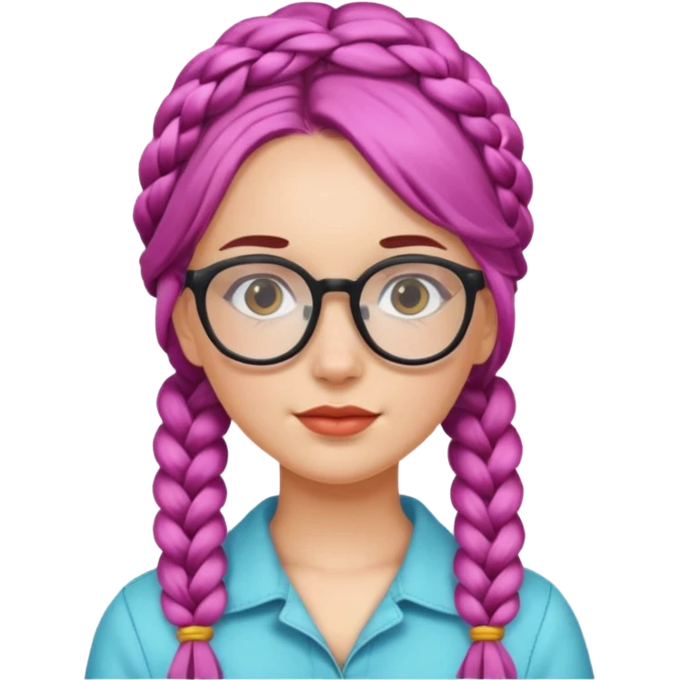 colored braided hair girl with glasses emoji