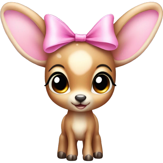 baby deer with fairy wings and a pink bow around its neck  emoji