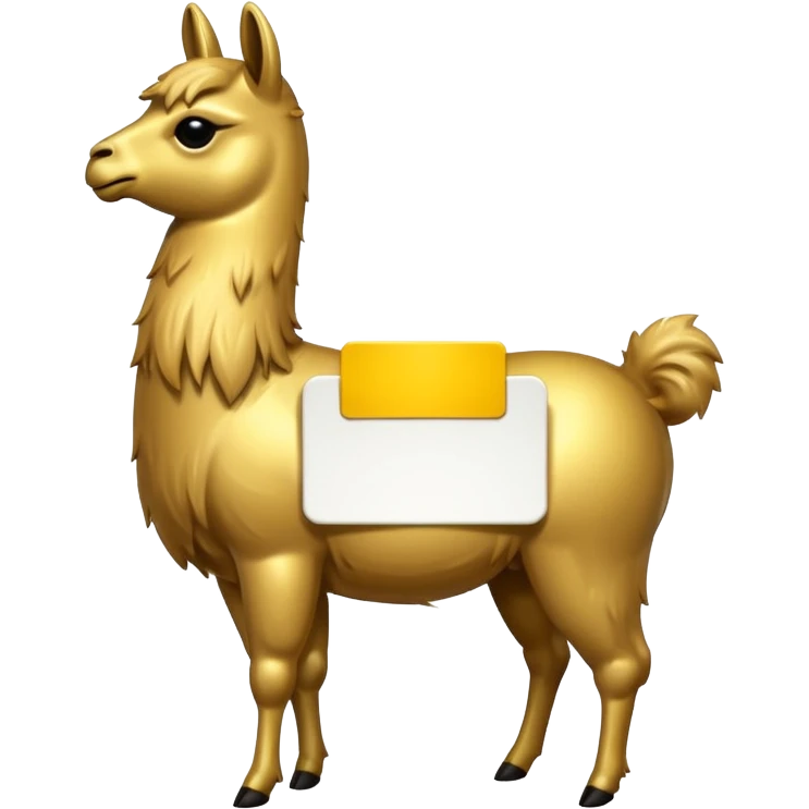 A small golden llama silhouette with a white sign that says RAID over it emoji