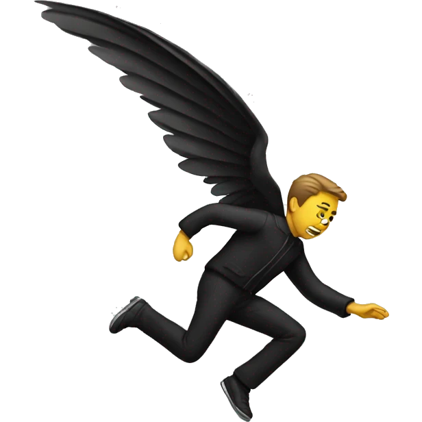 winged falling man in black emoji