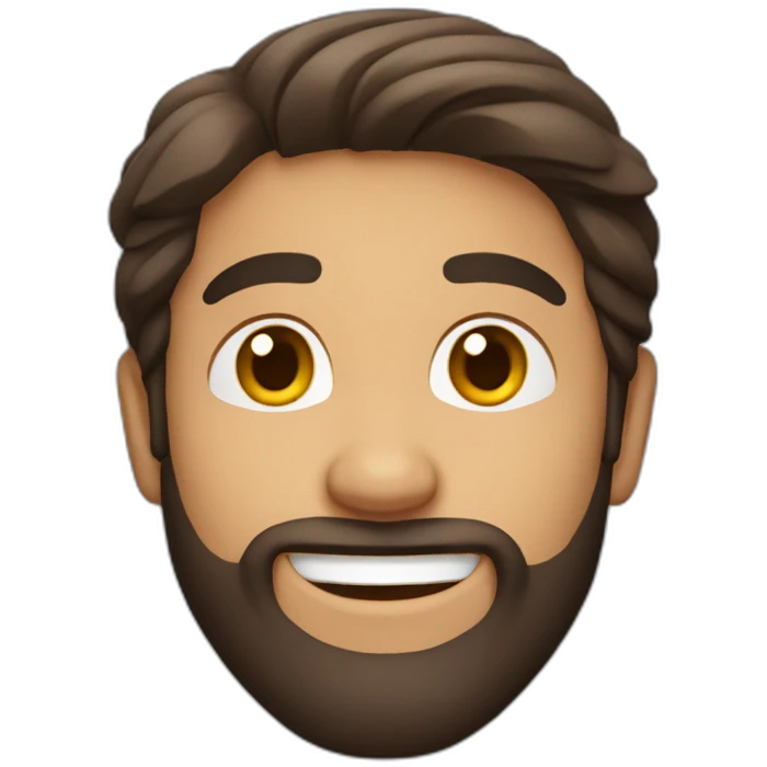 smiling solo guy with beard and straight hair like Indian emoji