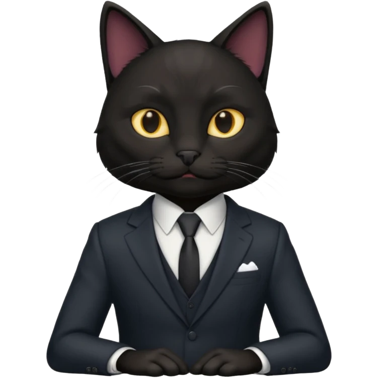 real cat black siting with a suit on emoji