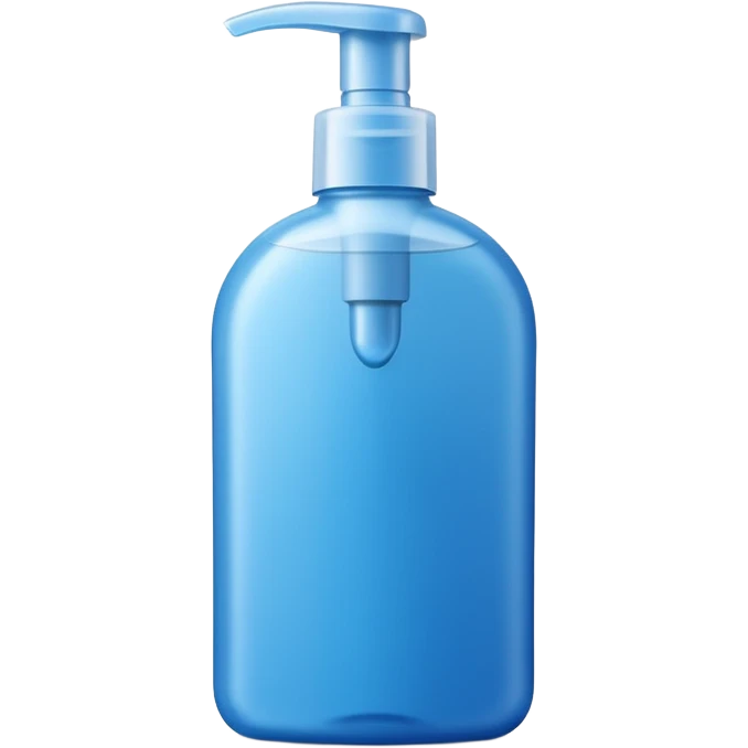 single upright shampoo bottle with smooth curved silhouette, flip-top or pump cap, sleek, semi-opaque or colored blue green or white, clean and fresh, no branding or text, soft lighting, subtle shadows, emoji scale emoji
