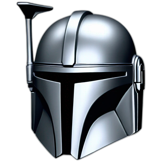 shiny silver mandalorian helmet with black emoji