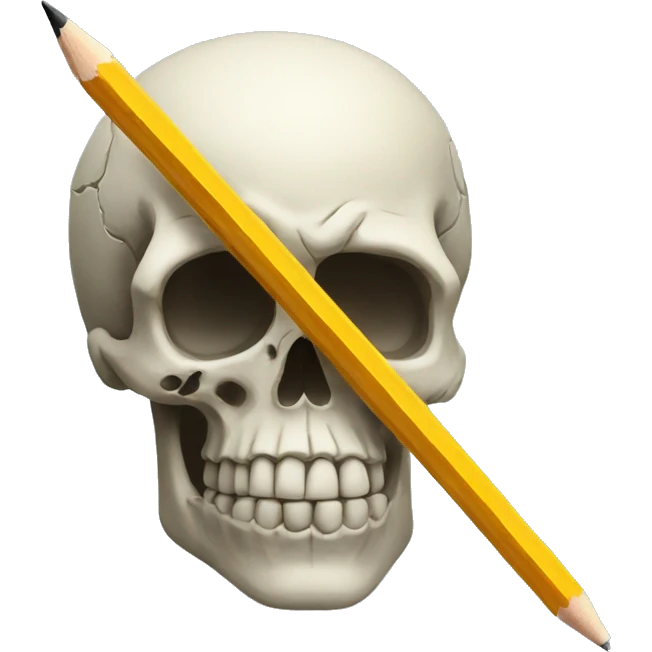 3 eyed skull with a pencil emoji