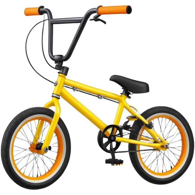 BMX stunt bike with pegs, small wheels, compact frame, bright colored BMX bicycle, trick bike, side view emoji