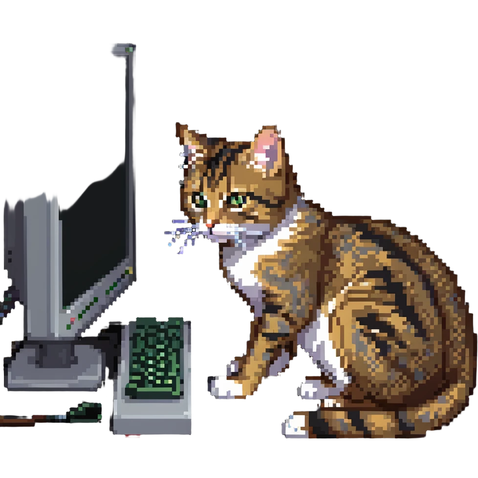 tabby cat playing computer game emoji