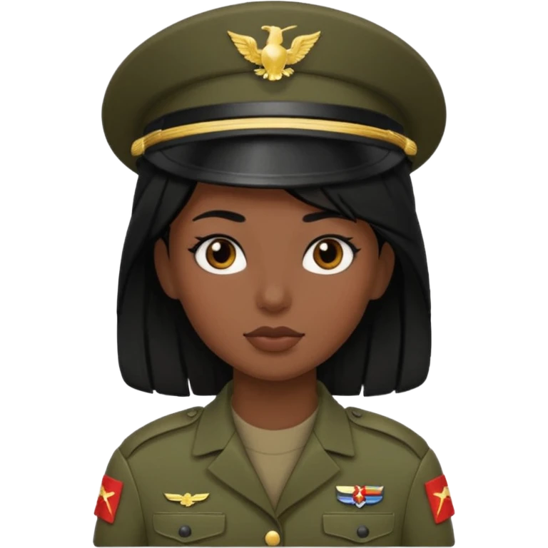 female soldier blac hair style emoji