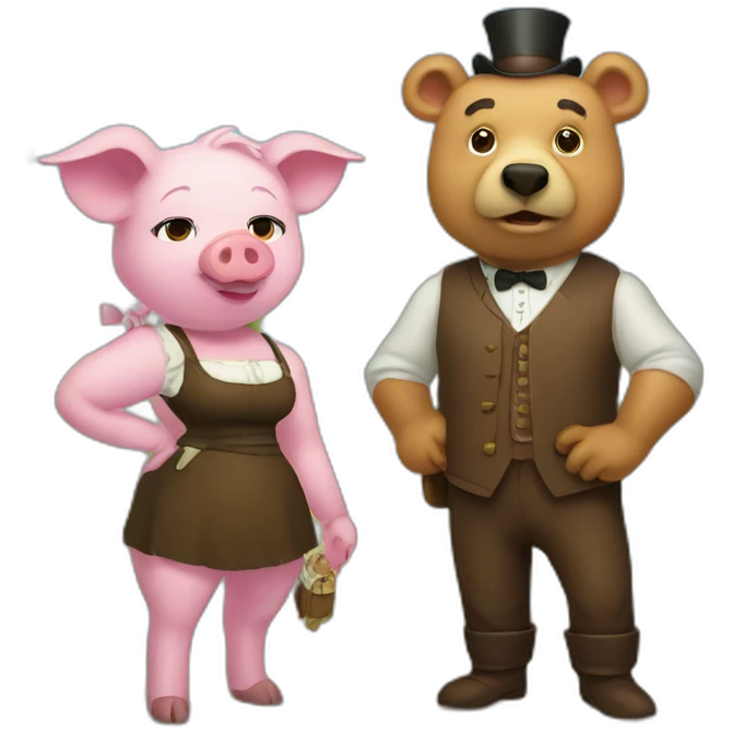 Lady pig and sir bear emoji