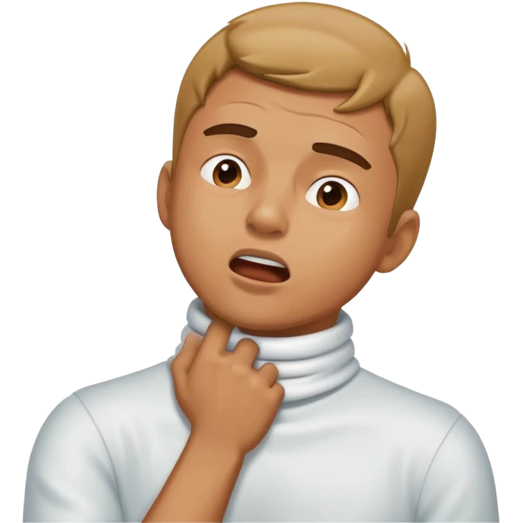 A guy  grabbing his neck spitting everywhere choking himself emoji