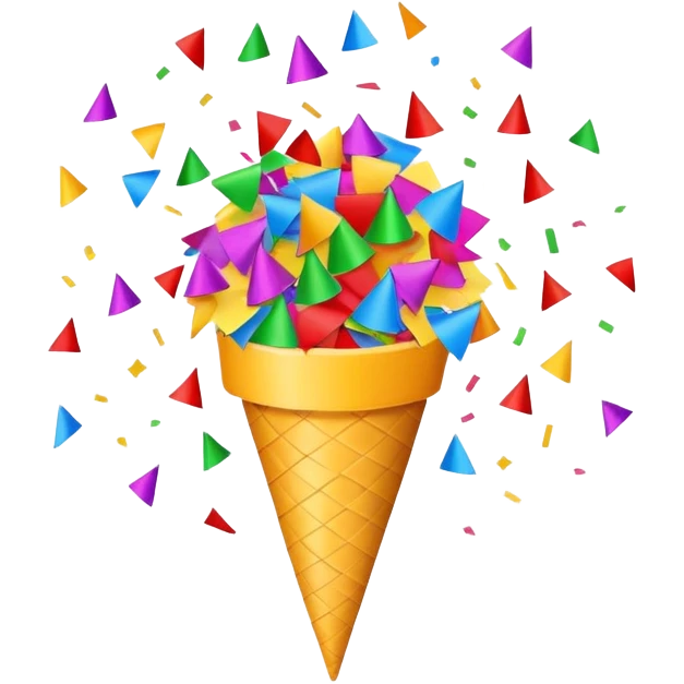 party confetti cone shooting colorful confetti emoji