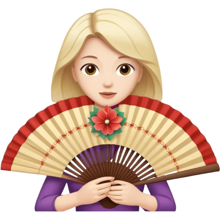 mulher se abanando com leque e suando emoji