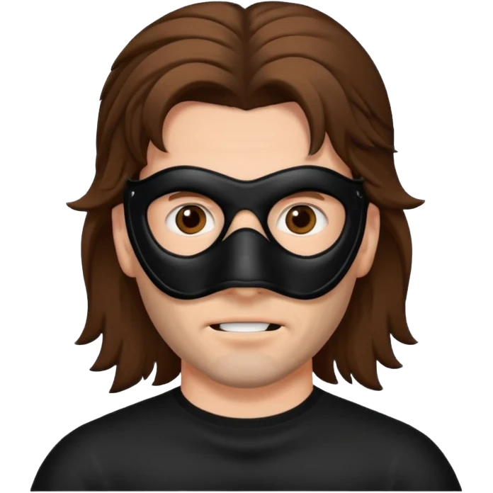A guy with a brown mullet and a black mask over his mouth and nose emoji