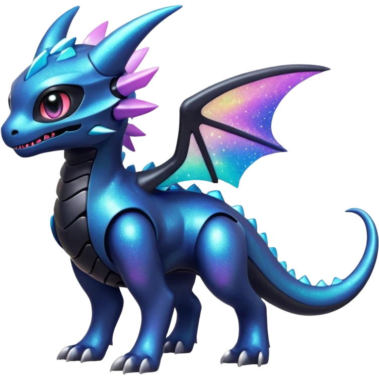 Mechanical Sparkly Glittery Nebulae Beautiful Gorgeous Pretty Pastel Hot Exotic Lush Warm Cute Adorable Colorful Shiny Iridescent Futuristic Modern Cybernetic Toothless-Protogen-Vernid-Fakémon-Pokémon-creature-fusion (full body) emoji