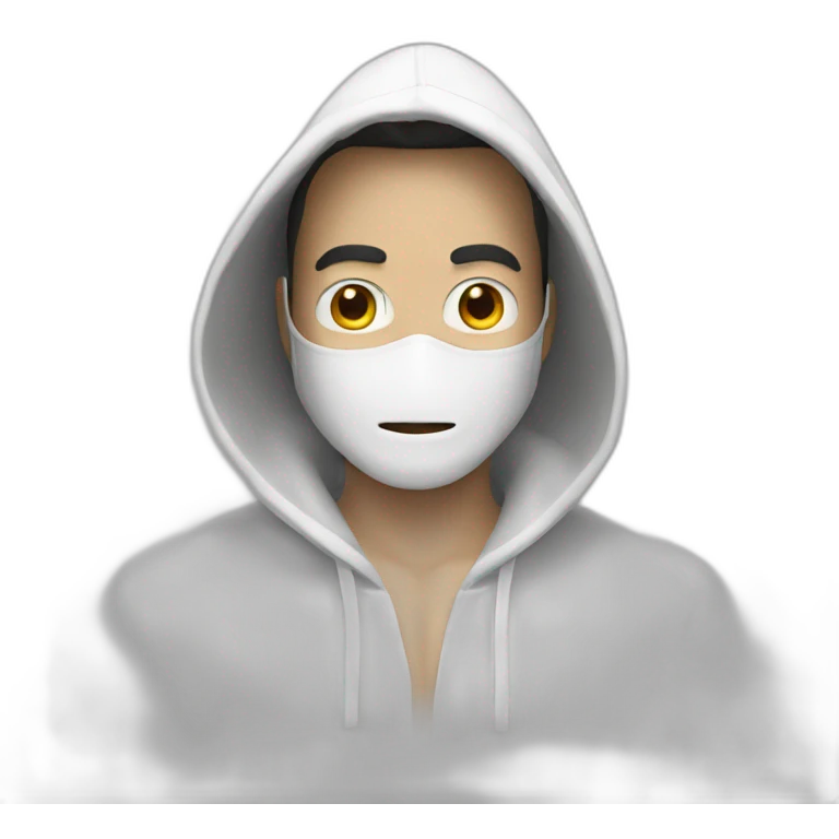 Man with a white mask and white hood emoji