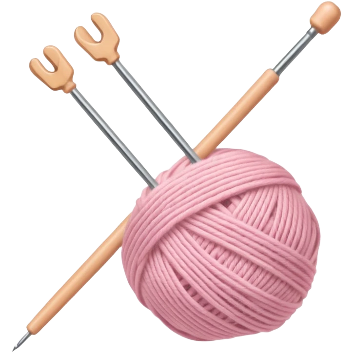 Knitting needles & light pink yarn emoji