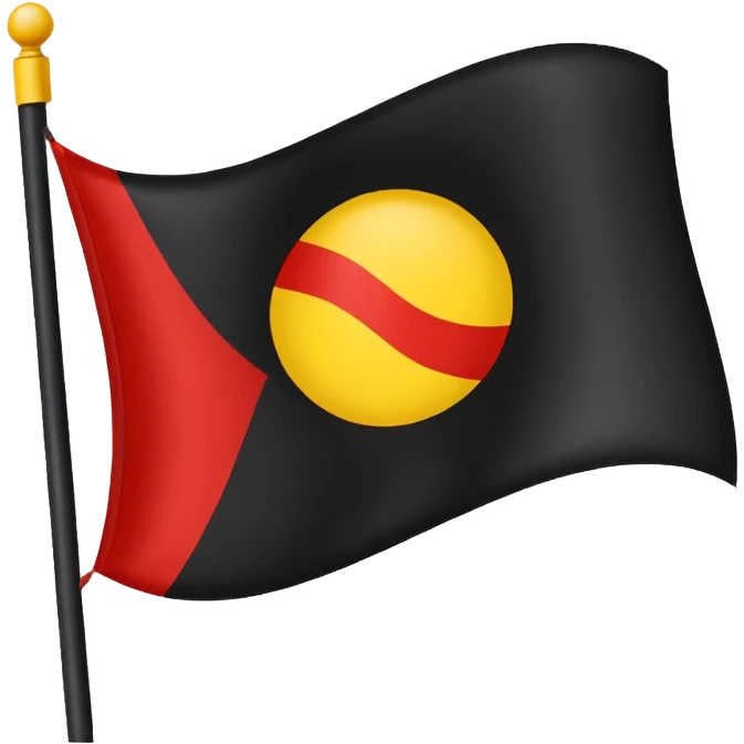 a black and red flag with a yellow circle in the middle  emoji