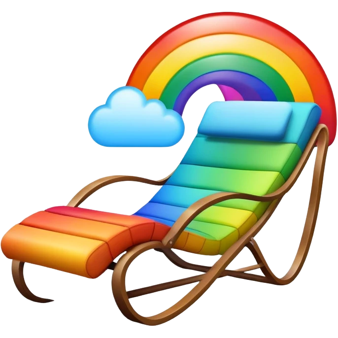 A rainbow sitting in a lounge chair emoji