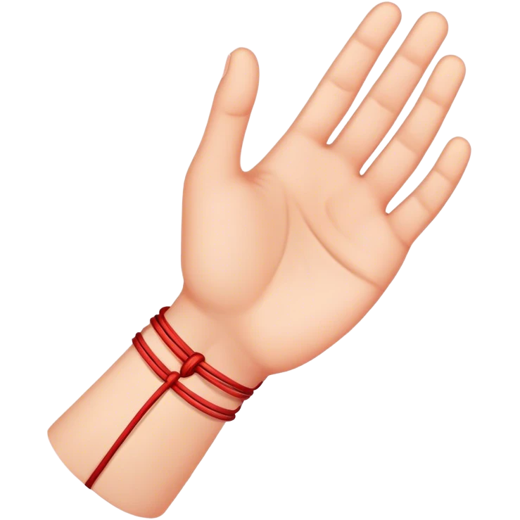 Hand with red string tied to it emoji