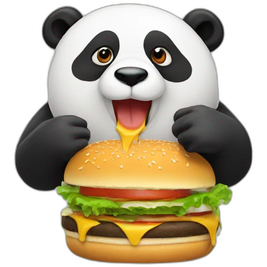 Panda eating burger emoji