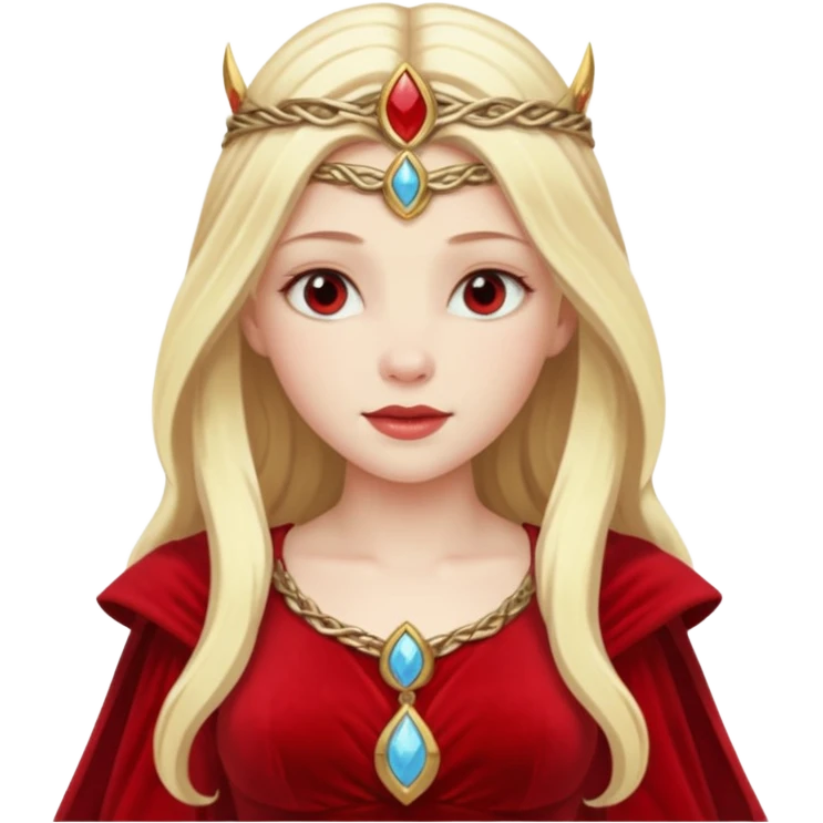 Freya, Love Goddess from Norse Mythology with long blonde hair, red outfit emoji