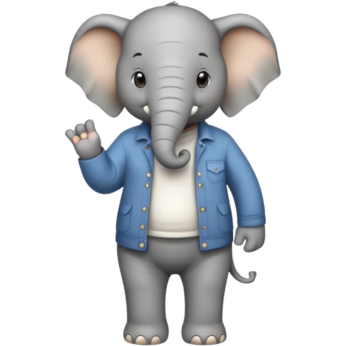 elephant character in casual clothes upright pose emoji
