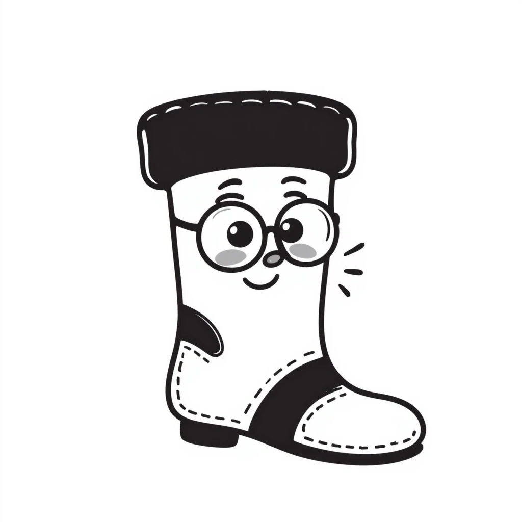 A traditional Russian felt boot (valenok) with a cute face, glasses, and a cool attitude, winking emoji