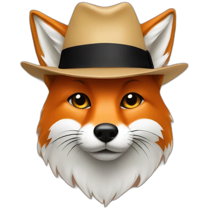 fox face with hat and with big black human moustache emoji