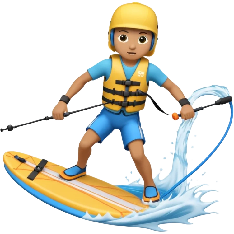3D icon of a person wakeboard emoji