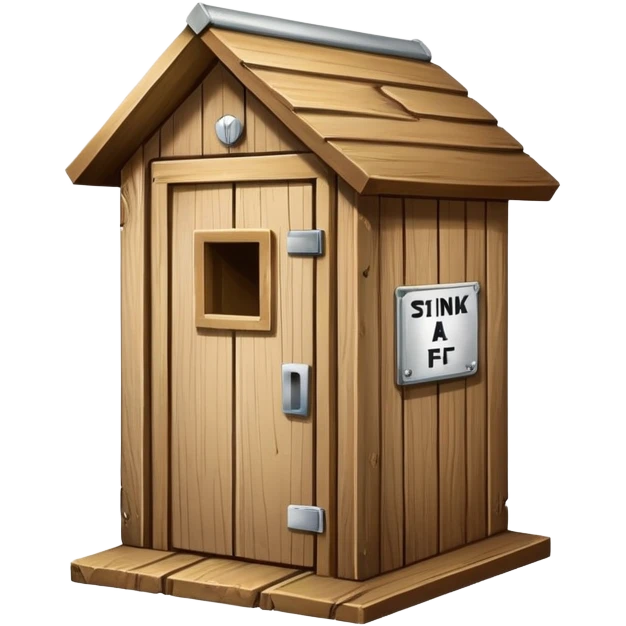 A trophy in the shape of an outhouse there are at he base “I stink at FF” emoji