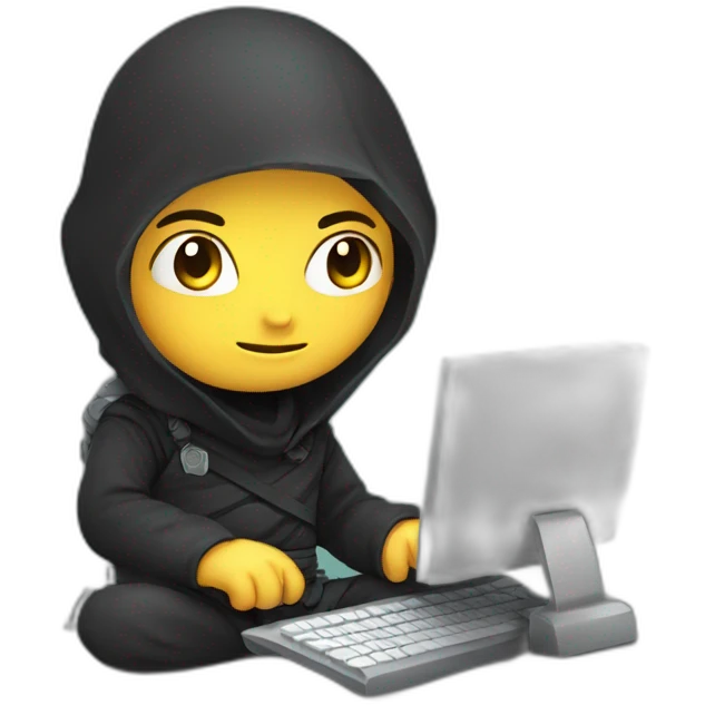 cute ninja Developer with computer emoji