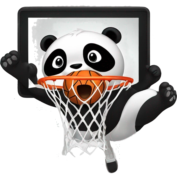 Panda dunking a basketball emoji