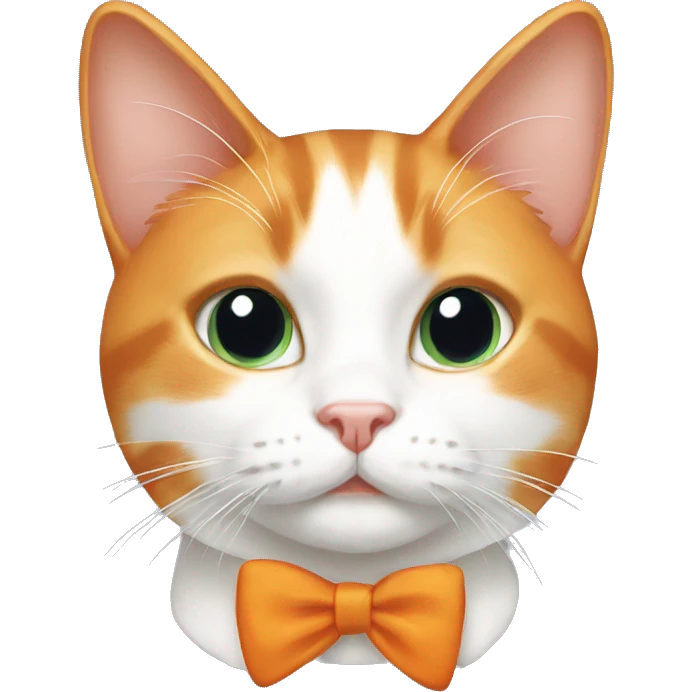 Orange and white cat with a bow emoji
