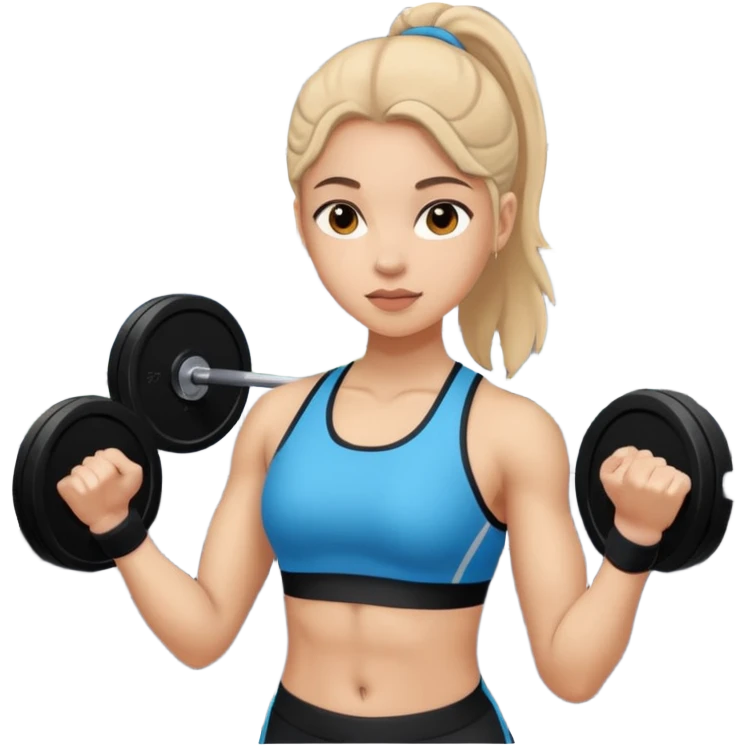 girl sport gym training, light skin tone emoji