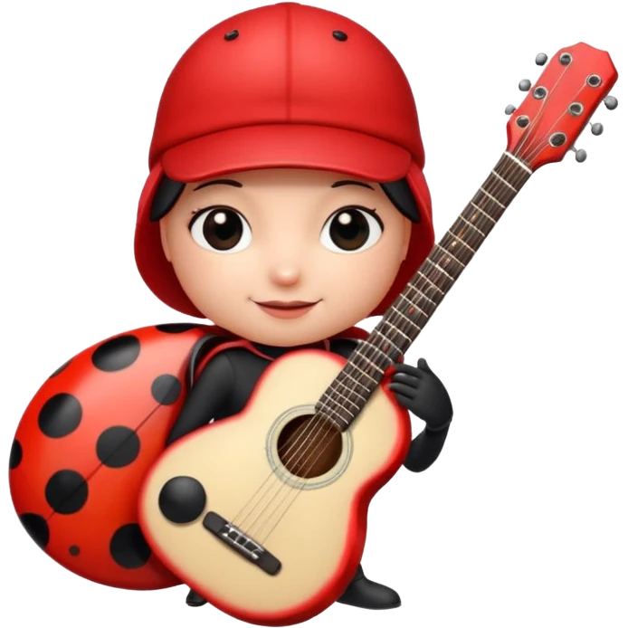 ladybug with a guitar and a cap emoji