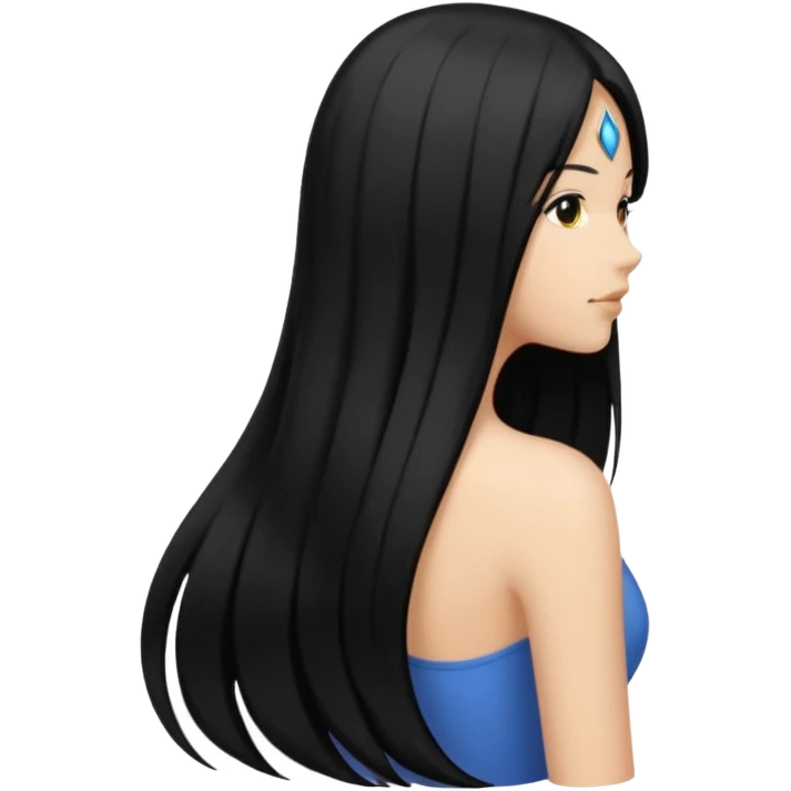 back view of long black hair emoji
