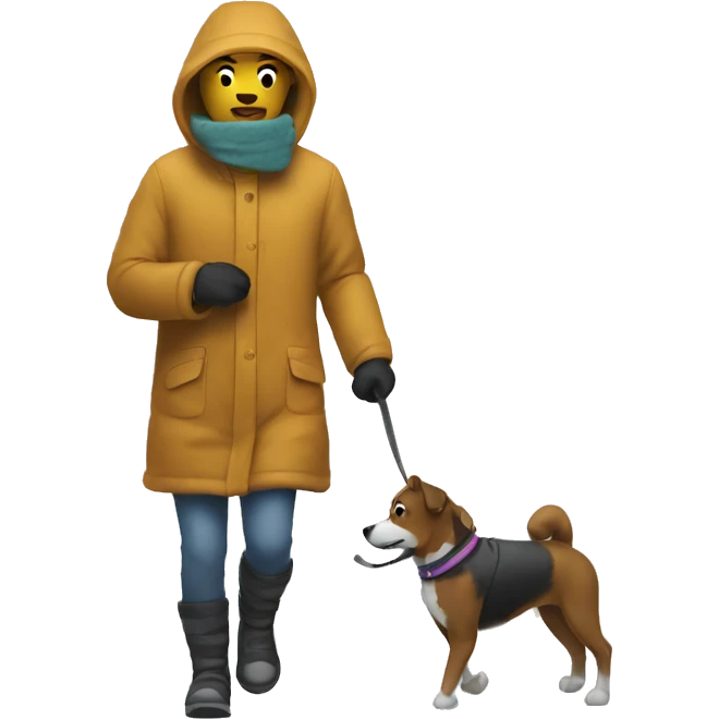 Person walking dog in blizzard  emoji